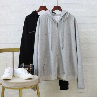 Lettering Zip-hoodie