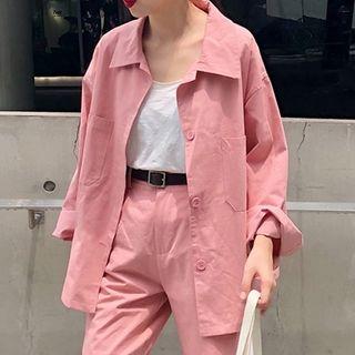 Set: Single-breasted Jacket + Wide-leg Shorts