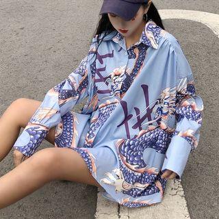 Long Sleeve Pattern Shirt As Shown In Figure - One Size