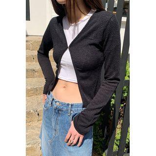 Plain Hook-and-eye Cardigan