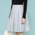 Faux Leather A-line Pleated Skirt