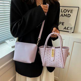 Faux Leather Eyelet Hand Bag
