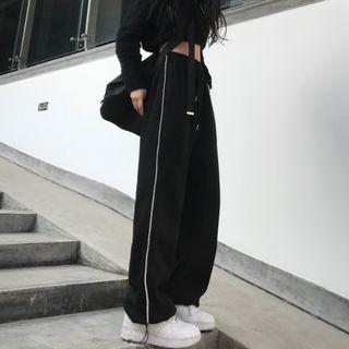 Drawstring Hem Piping Trim Sweatpants