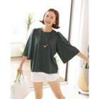 Crew-neck Frilled Bell-sleeve Top