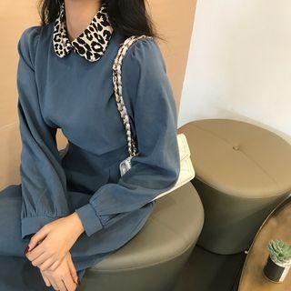 Leopard Long-sleeve Slim-fit Dress
