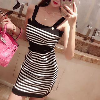 Wide-strap Striped Knit Dress