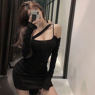 Details Skinny Mini Halter Dress
