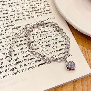 Heart Alloy Bracelet 01# - Silver - One Size