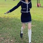 Set: Sailor Collar Cardigan + A-line Skirt