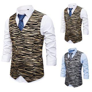 Tiger Print Double-breasted Vest