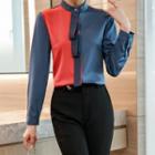 Paneled Blouse / Straight-cut Pants / Set
