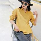 Tie-side Asymmetric Plain Blouse