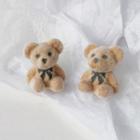 Bear Stud Earring 1 Pair - A-570 - Beige & Black - One Size