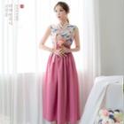 Modern Hanbok Purple Long Skirt Purple - One Size