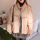 Tie-front Faux-shearling Jacket