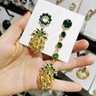 Non-matching Rhinestone Pineapple Dangle Earring 1 Pair - As Shown In Figure - One Size