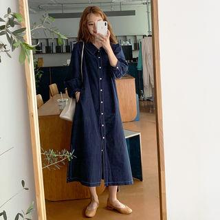 Puritan-collar Long Shirtdress