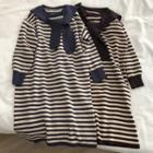 Striped Midi A-line Knit Dress With Shawl