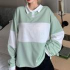 Cartoon Print Long-sleeve Polo Shirt