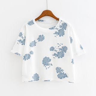 Short-sleeve Floral Printed T-shirt