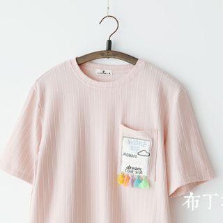 Tasseled Pinstripe Short-sleeve T-shirt