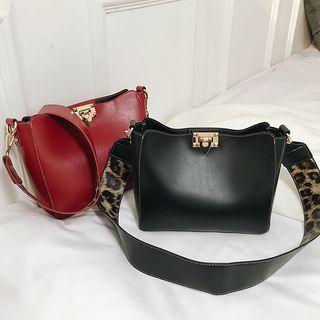 Set: Faux Leather Crossbody Bag + Leopard Print Crossbody Bag