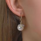 Rhinestone Alloy Bee Faux Pearl Dangle Earring 01-6078 - Gold - One Size