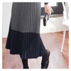Accordion-pleated Color-block Skirt