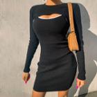 Set: Overbust Cropped Top + Spaghetti-strap Mini Bodycon Dress