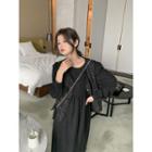 Simple Tank Top / Plain Long-sleeve Skirt - One Set