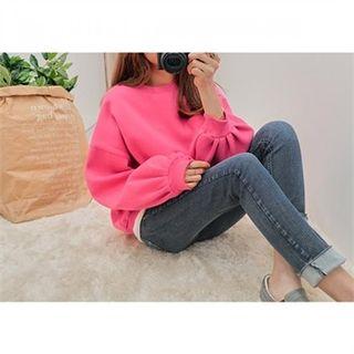 Drop-shoulder Puff-sleeve T-shirt