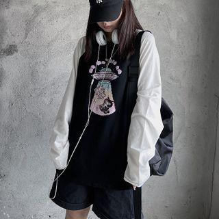 Long-sleeve Graphic Print Raglan T-shirt