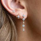 Set Of 3: Rhinestone Floral Earring 104 - Gold - One Size