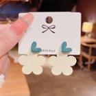 Heart Flower Alloy Dangle Earring A309 - 1 Pair - White - One Size