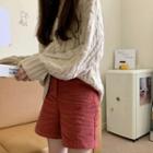 Cable Knit Sweater / Corduroy Wide-leg Shorts