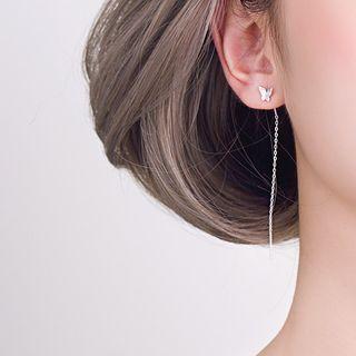 925 Sterling Silver Butterfly Dangle Earring 1 Pair - As Shown In Figure - One Size