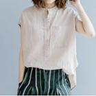 Cap-sleeve Buttoned Linen Blouse