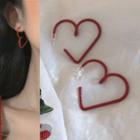 Alloy Heart Earring 1 Pair - 0370a - One Size