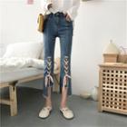 Lace-up Straight-leg Jeans