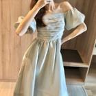 Puff-sleeve Cold Shoulder A-line Dress