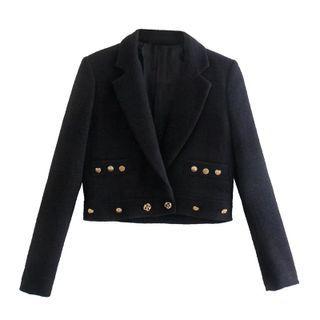 Button Detail Cropped Blazer