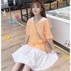 Sailor-collar Elbow-sleeve T-shirt Dress