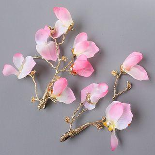 Faux Pearl Floral Bridal Hair Clip Pink - One Size