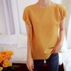 Round-neck Band-sleeve Top