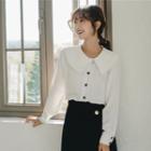 Contrast Stitching Collared Blouse
