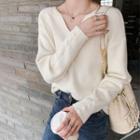 V-neck Plain Sweater / Camisole Top