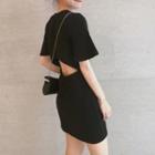 Flared-sleeve Open-back Mini Dress