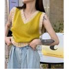 V-neck Slim-fit Vest Sweater Yellow - One Size