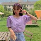 Mock Two-piece Puff-sleeve Top