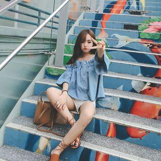 Cold Shoulder Flared-sleeve Top